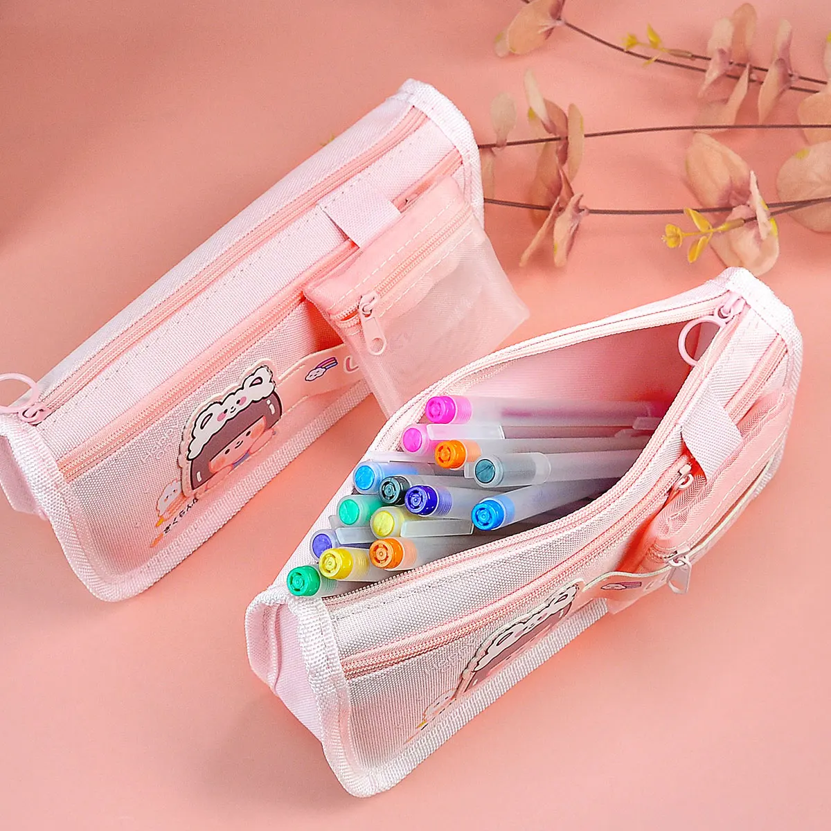 

Double Sided Pen Bag Pencil Case Special Macaron Color Dual Canvas Pocket Storage Bag Pouch Stationery School Travel girl gift