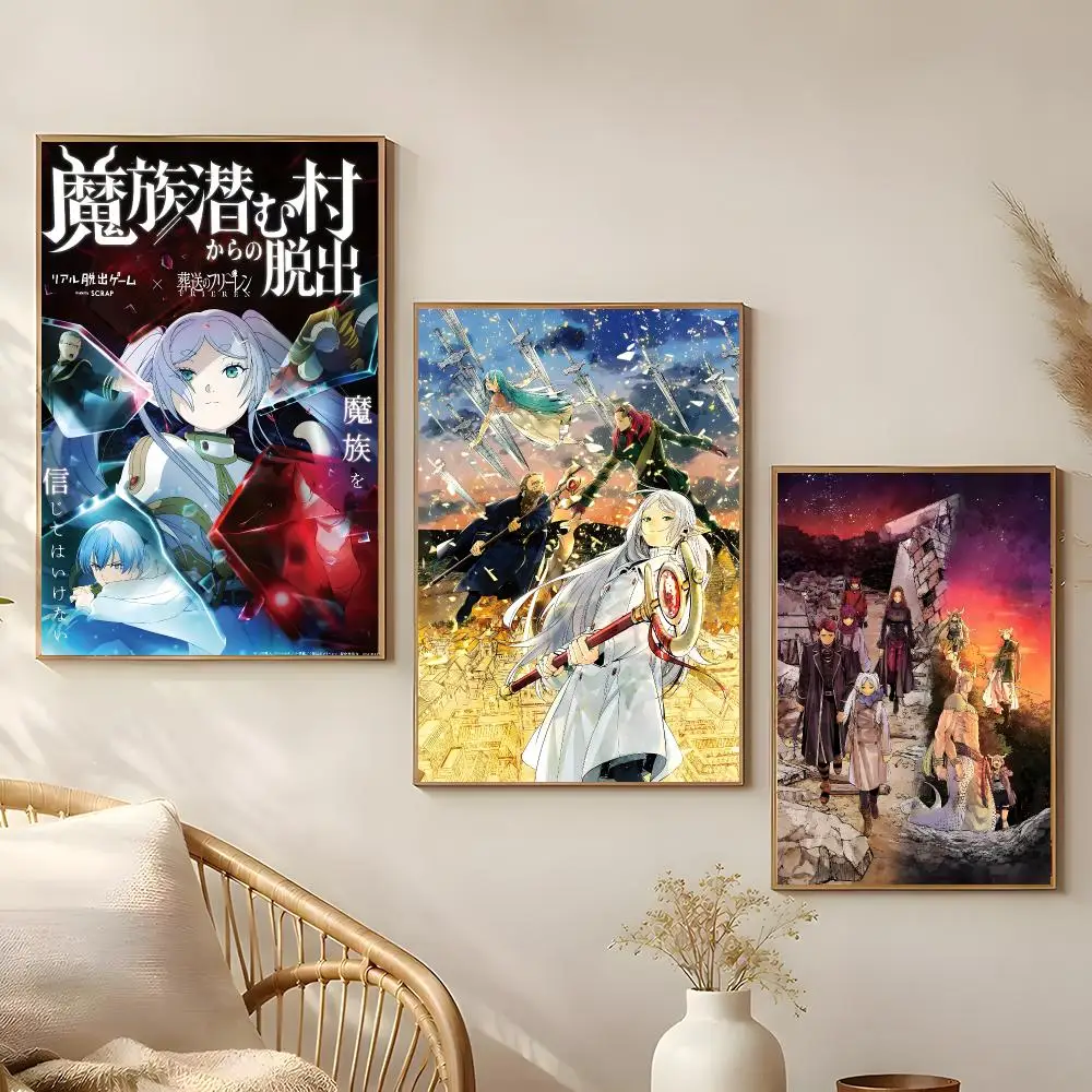Anime Frieren: Beyond Journey's End Poster Poster Self-adhesive Art Waterproof Paper Sticker Coffee House Bar Room Wall Decor