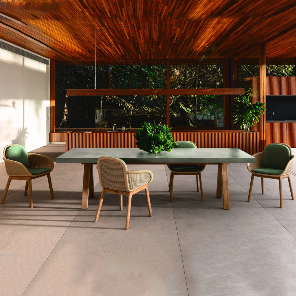 Outdoor Rattan Sofa, Leisure Solid Wood Coffee Table Combination, Outdoor Garden, Courtyard, Villa, Table And Chair Furniture