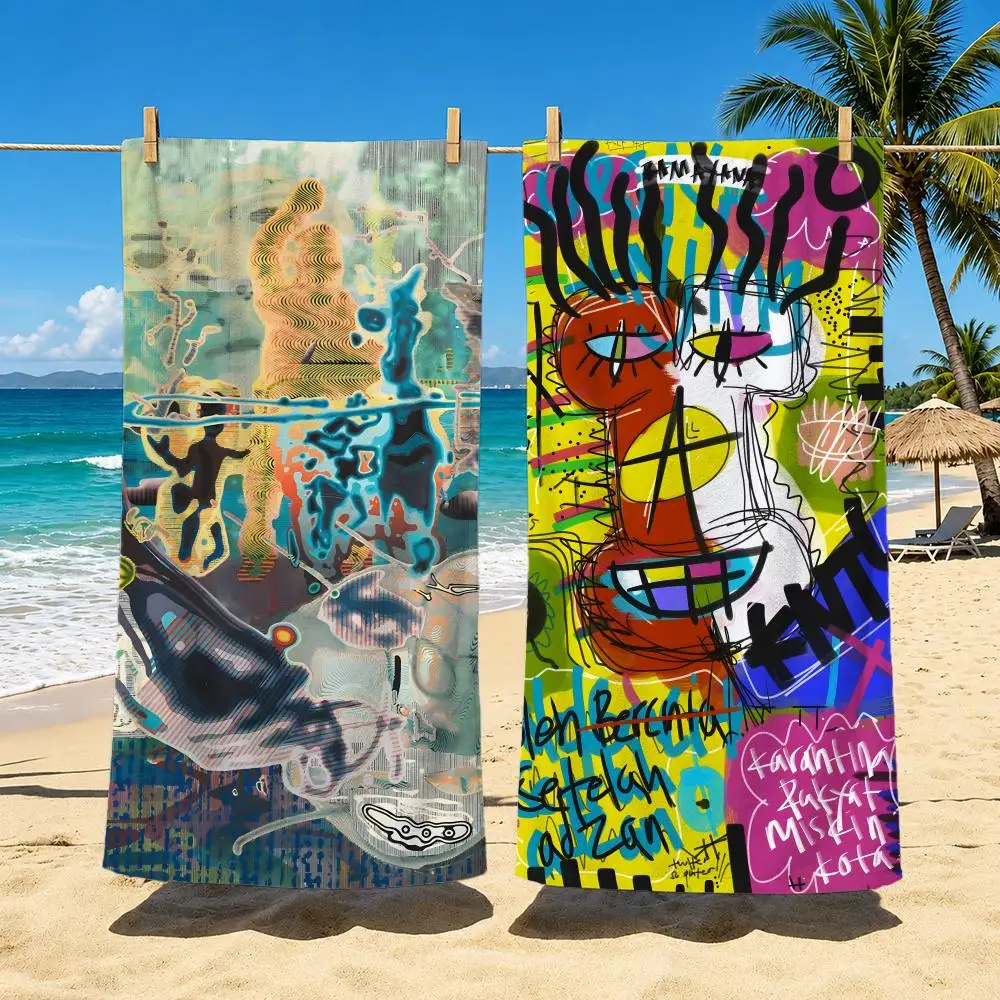Art Abstract Open Mind Art Towel Polyester Beach Towel Quick Dry Sand Free Bath Towel for Summer Pool Travel Vacation