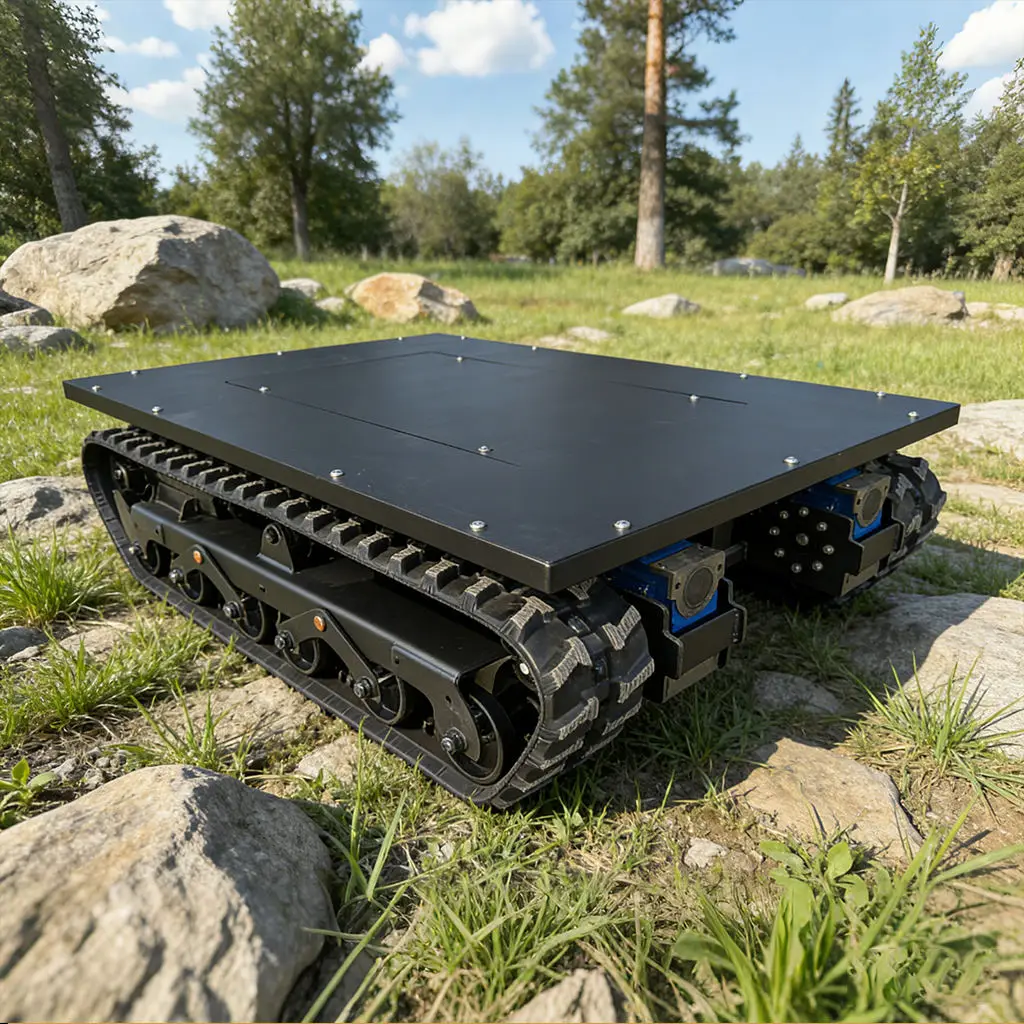 Image of Elektrischer Raupentransporter zum Fabrikpreis: Kettenfahrwerk-Plattform mit Industriefernsteuerung und Gummiketten