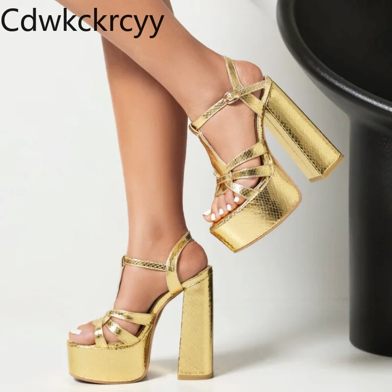 summer New styles fashion High heels Women\'s sandals banquet sexy Buckle Waterproof platform Ultra-high heel Fashion sandals