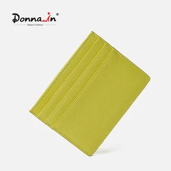 Donna-in Genuine Leather Bank Credit Card Holder for Woman Put in the Bag High Quality Coin Purse