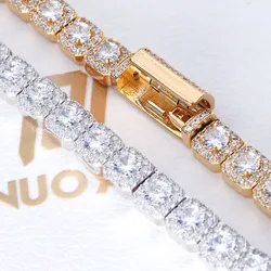 Hip Hop Jewelry 7Mm Cubic Zirconia Cluster Tennis Chain Iced Out Bracelet Bling Jewellery Free Laser Name Drop Shipping