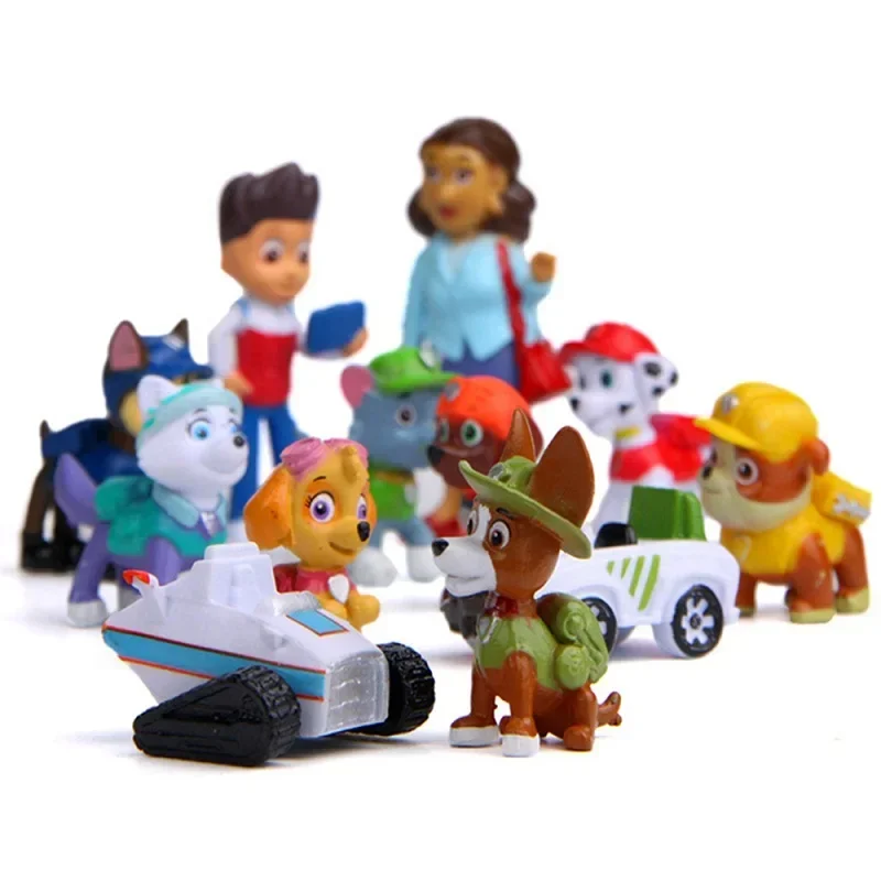 12pcs Paw Patrol 4-10cm Anime Model Doll Rescue Dog Toy Action Figures Pat Patrouille Cartoon Toy PVC Ornaments Children Toy