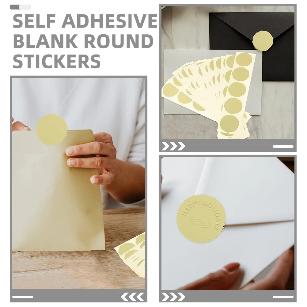 สติกเกอร์ตราประทับเหล็ก 200 ชิ้น สีทองเมทัลลิก สำหรับตราประทับใบรับรอง  ขอบลายหยัก  สำหรับสำนักงานพิธีการและรางวัล