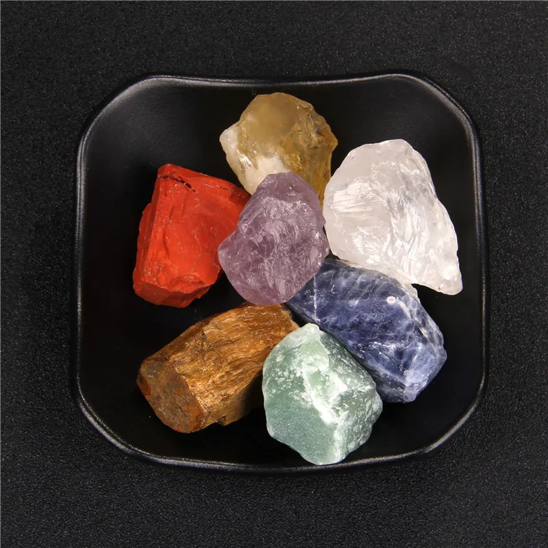 7pcs/Set Natural 7 Chakra Tumbled Stone Ornament 20-30mm Irregular Rock Mineral Crystal Healing Meditation For Feng Shui Decor