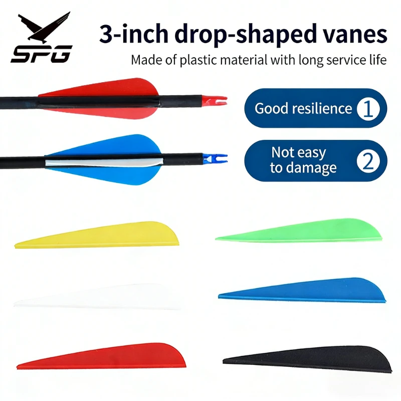 

100PCS Archery Arrow Vanes Professional Rapid Fire Plastic Guide Drop-Shaped Parabola Wind Feather TPU Fletching Accessories