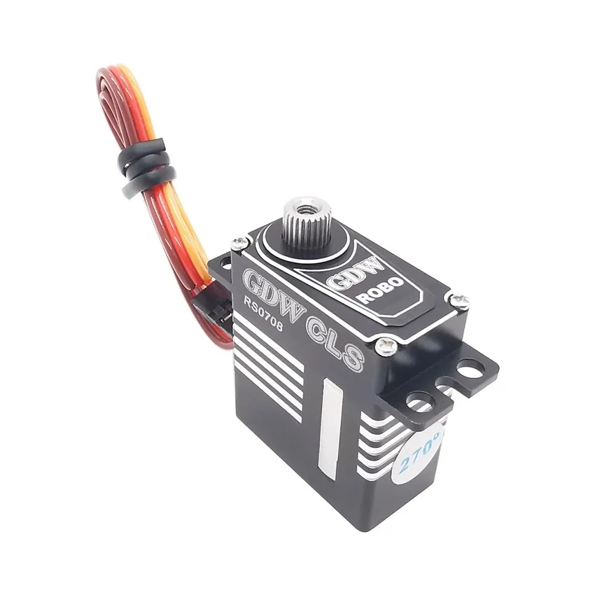 GDW-Motor sin núcleo RS0708 de 7,5 kg, 20g, 0,08 seg, 180 °, 270 °, 360 °, Motor sin núcleo de alta velocidad, Micro Servo Digital de Metal completo para coche teledirigido, avión, Robot