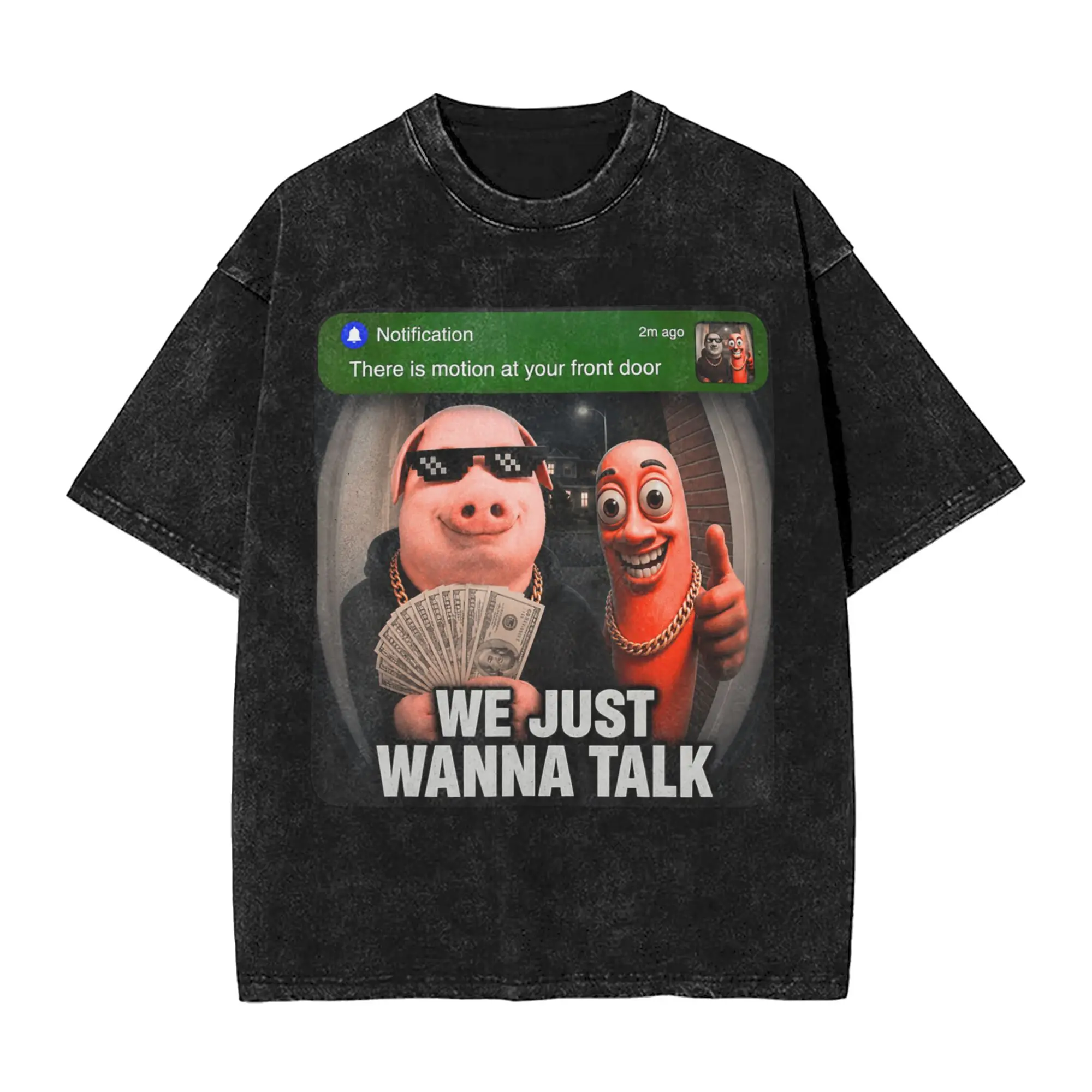 John Pork We Just Wanna Talk Funny Meme T-Shirts Men  Novelty Cotton Tee Shirt Round Collar Short Sleeve T Shirts Summer Tops