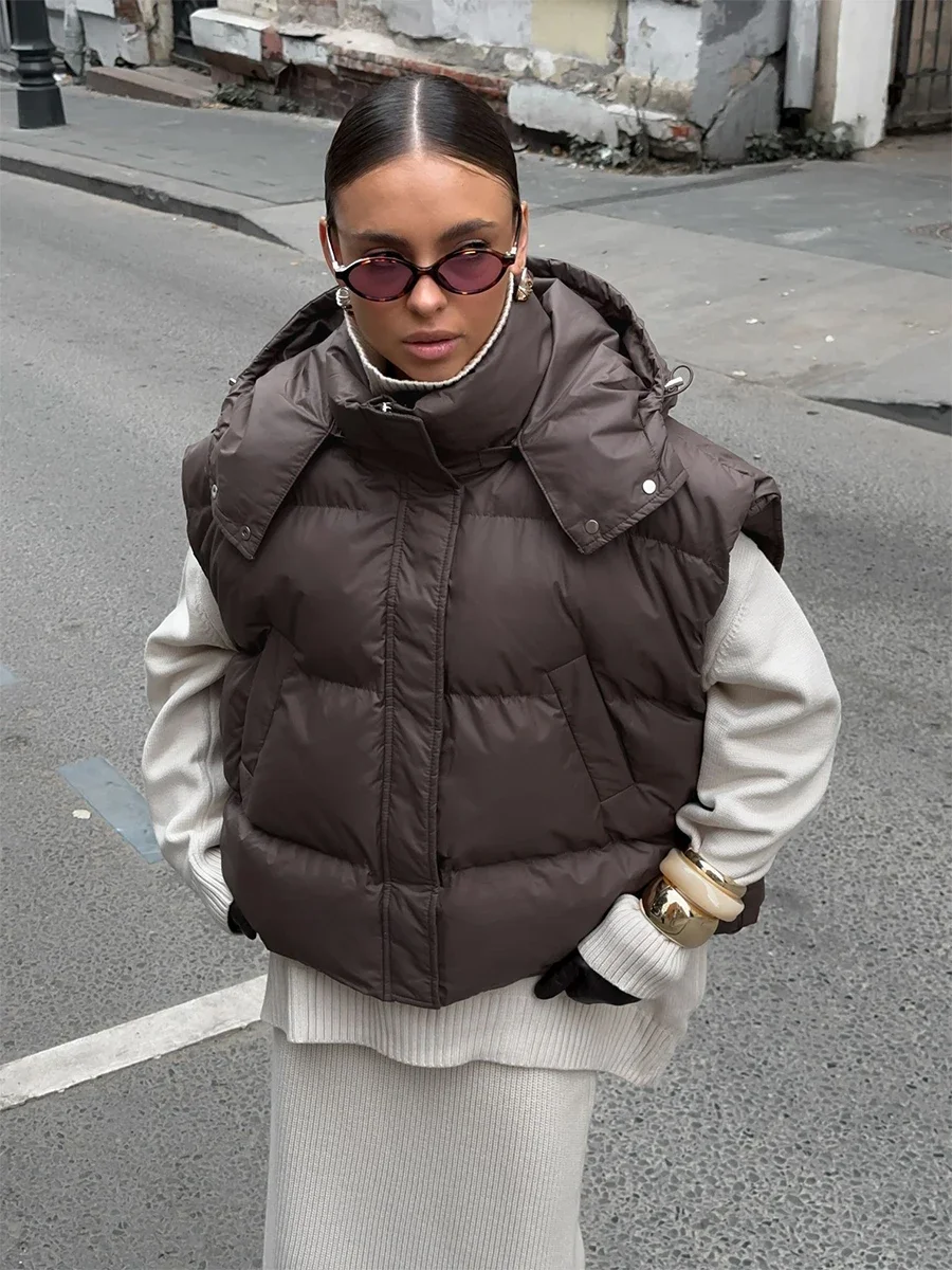 Wolfeel 2026 Winter New Thick Loose Warm Hooded European and American Casual Street Fashion Women's Wear Tank Top Cotton Jacket