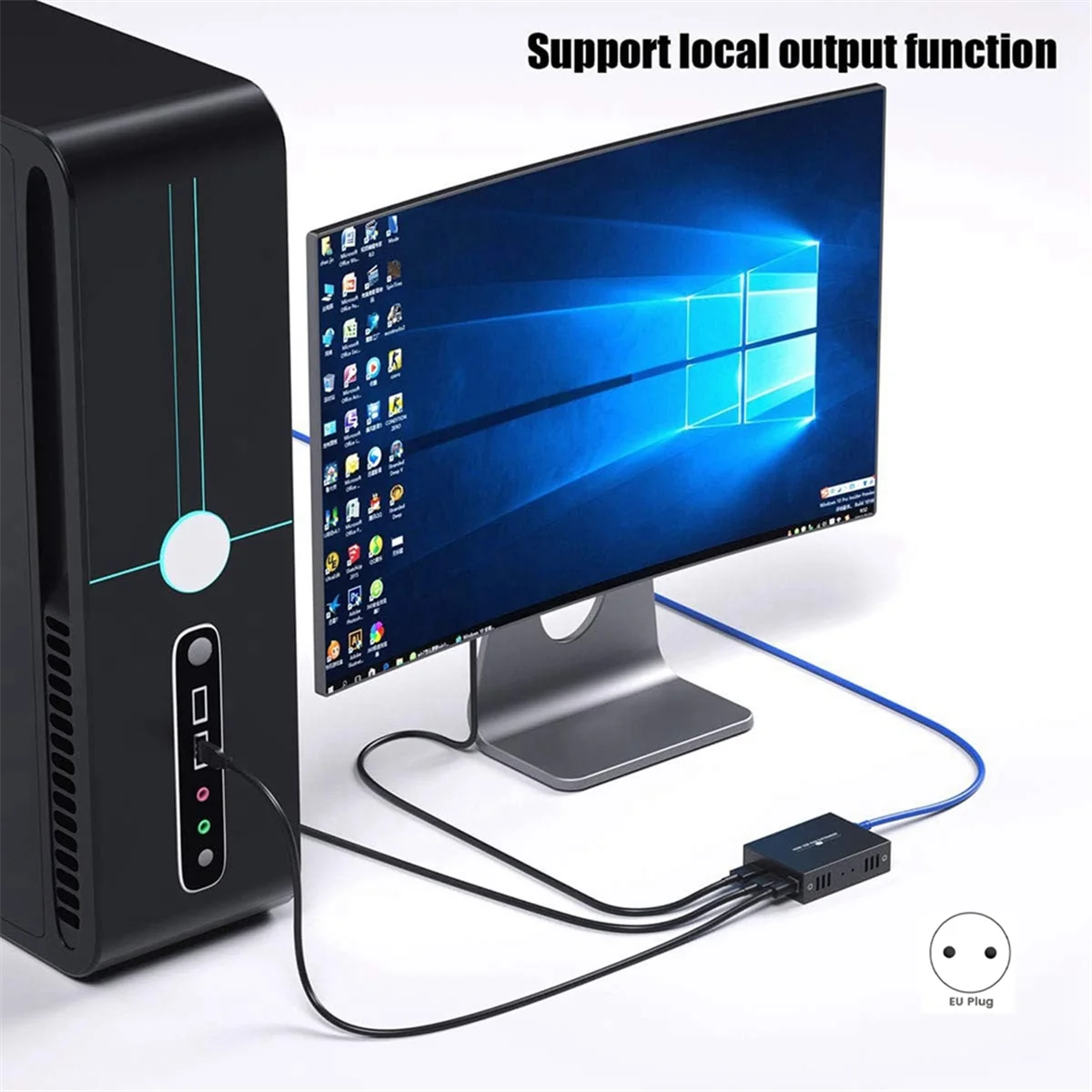 Extensor KVM Compatible con ATP-60M Compatible con USB KVM Ethernet extensor transmisor receptor enchufe de la UE