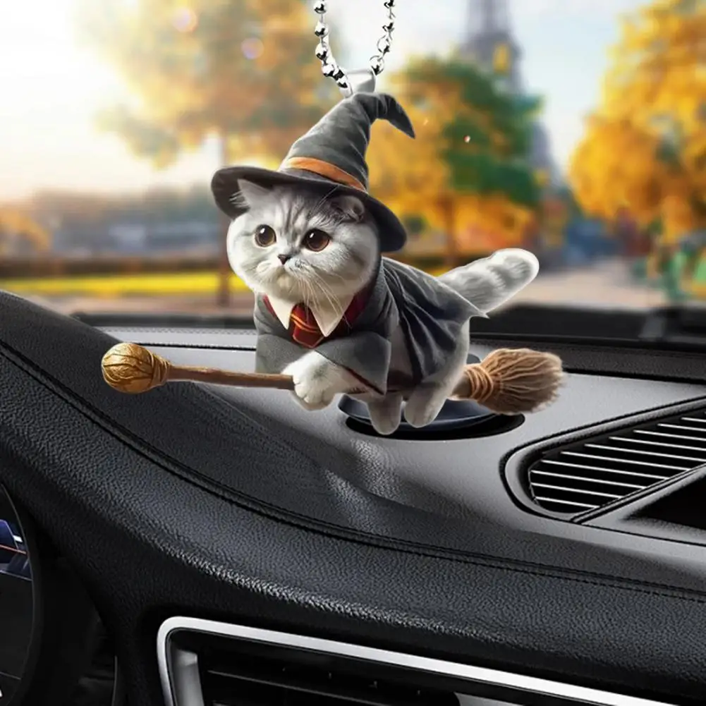 Car Accessories Pendant Set Acrylic Magic Kitten Decor Adorable Acrylic Cat Pendants for Car Xmas Tree Decorations