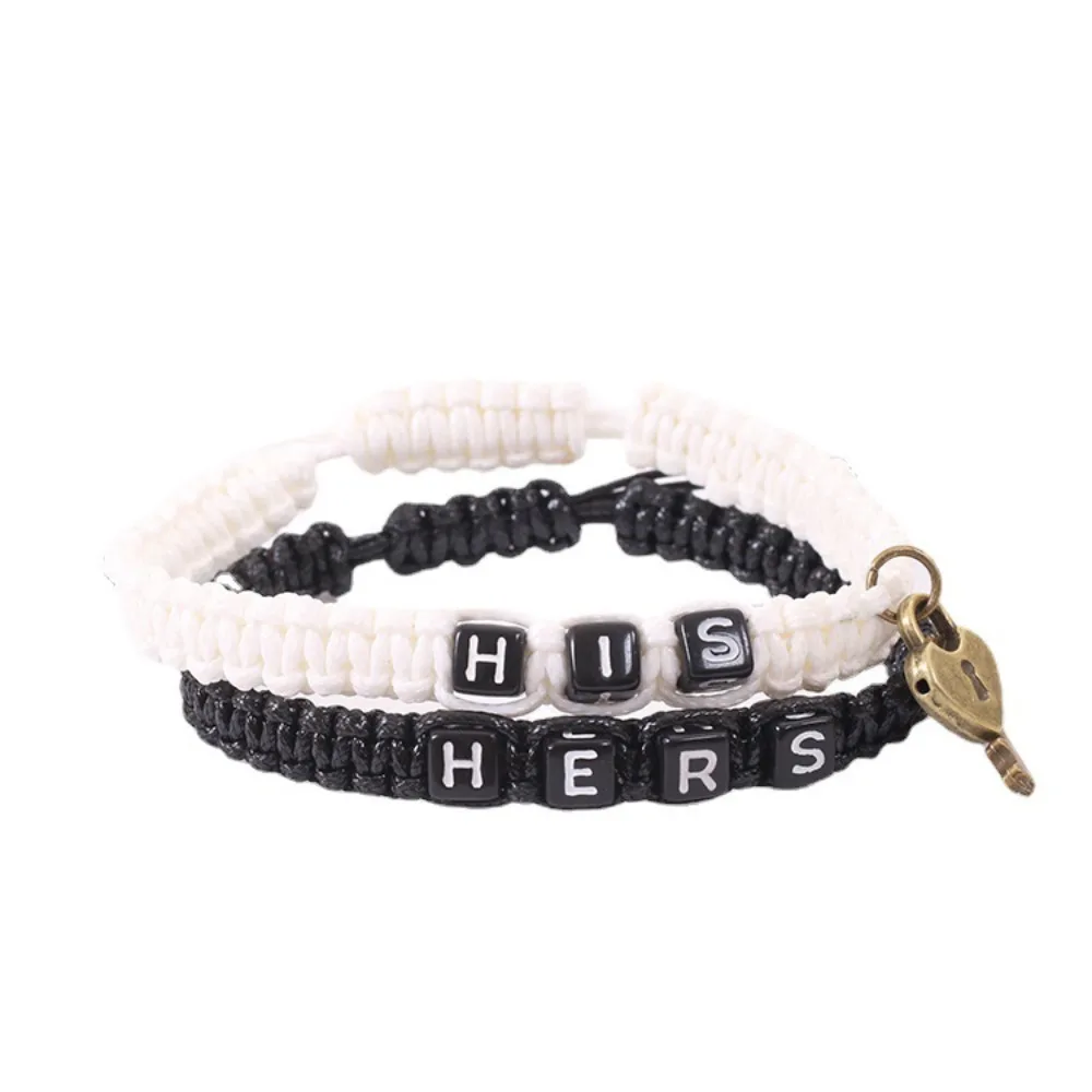 2Pcs/Set His and Hers Letter Key Lock Couples Bracelet for Women Men Couples Forever Lover Matching Jewelry Gifts Accessories