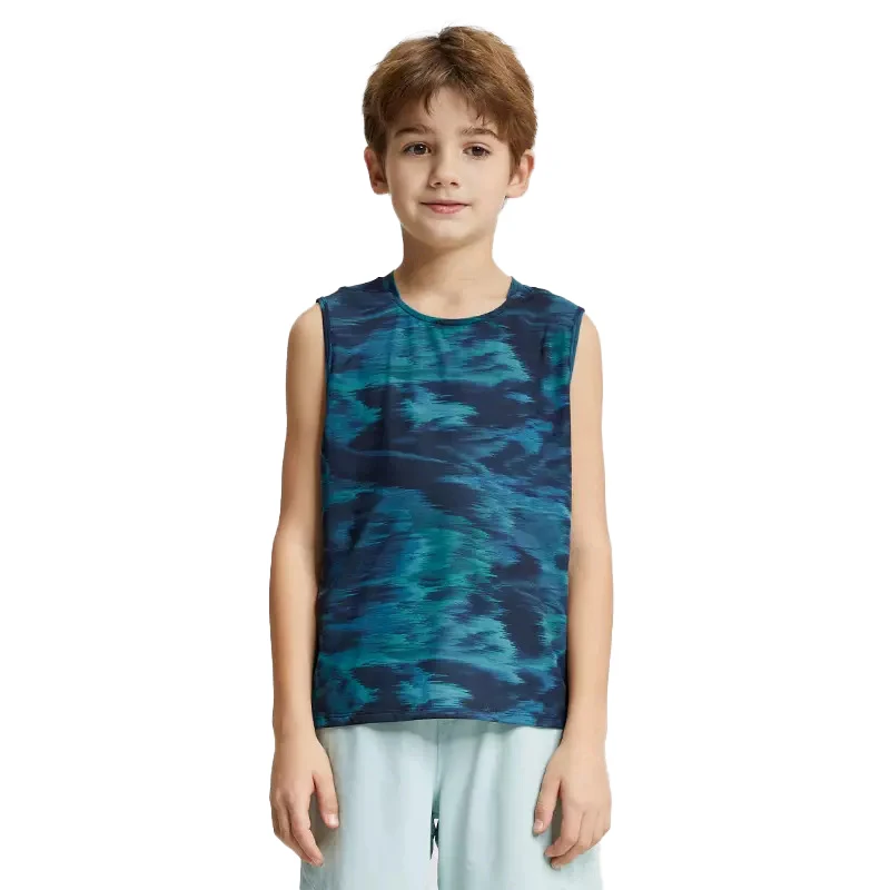 

(110-170CM)Boys Quick Dry Running Vest Gym Tops Teens Ultralight Breathable Sleeveless Shirt for Basketball Training Workout