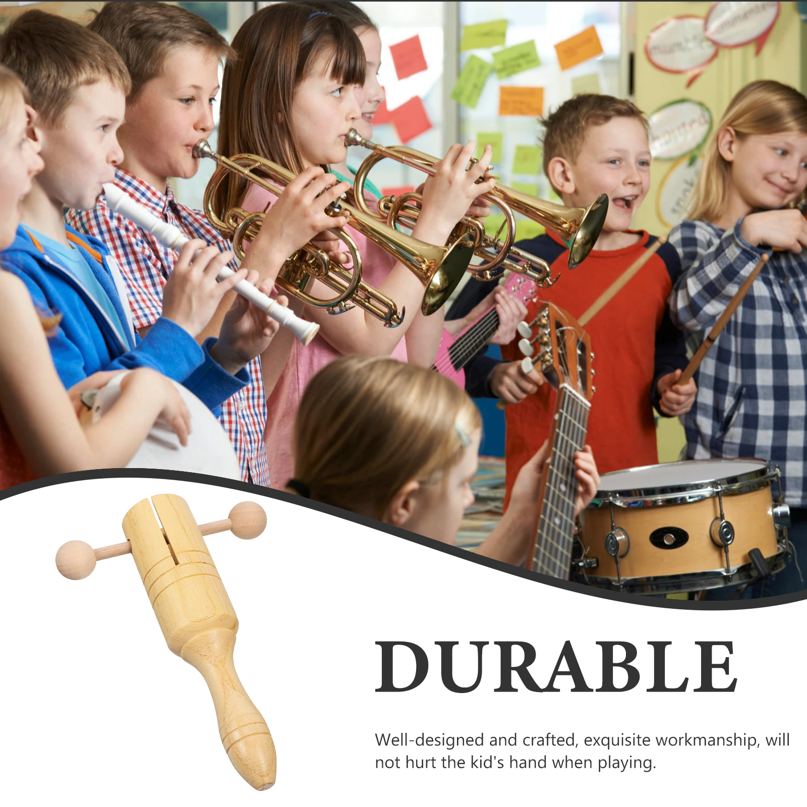 

2Pcs High-Grade Wood Self-Sounding Rattle Teaching Aid Handheld Percussion Instrument for Music Learning Rhythm Training