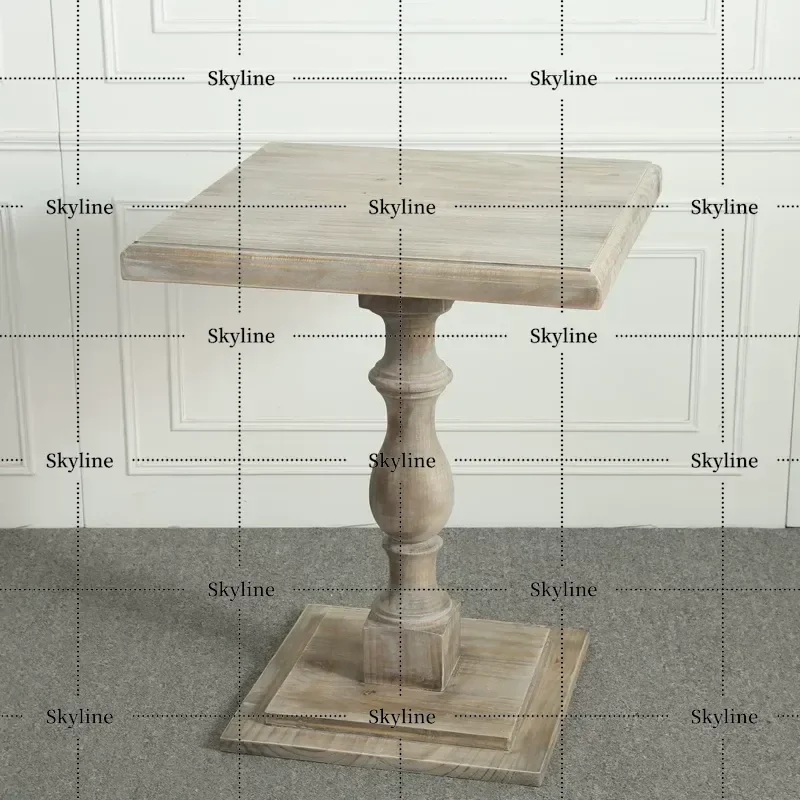 French Country Solid Wood Dining Table and Chair Set Small Round Log Coffee Table Simple Modern Home Restaurant Furniture