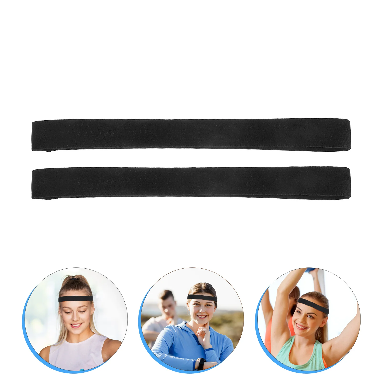 

2Pcs Athletic Headbands for Running Fitness Lightweight Moisture-Wicking Sport Hair Band with Non-Slip Grip Unisex Black