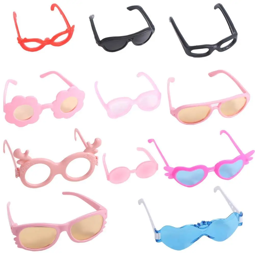 

2pcs/set Doll Sunglass Retro Cool Doll Glasses Multicolor Round Frame Mini Plastic Heart Glasses Fashion Styles Retro