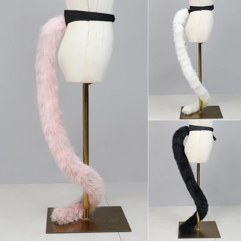 

Cat Tail Plush 120cm Imitation Skeleton Tail Wrap Around Leg Cosplay Prop Furry Fursuit Accessory Goth Y2K Rave Performance
