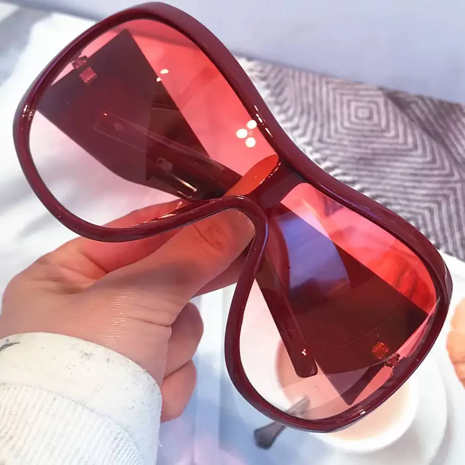 Vintage Square One Piece Shield Y2K Sonnenbrille für Frauen Neue Mode Rot Schwarz Farbverlauf Sexy Sonnenbrille Damen Oversize Shades – Detail 7