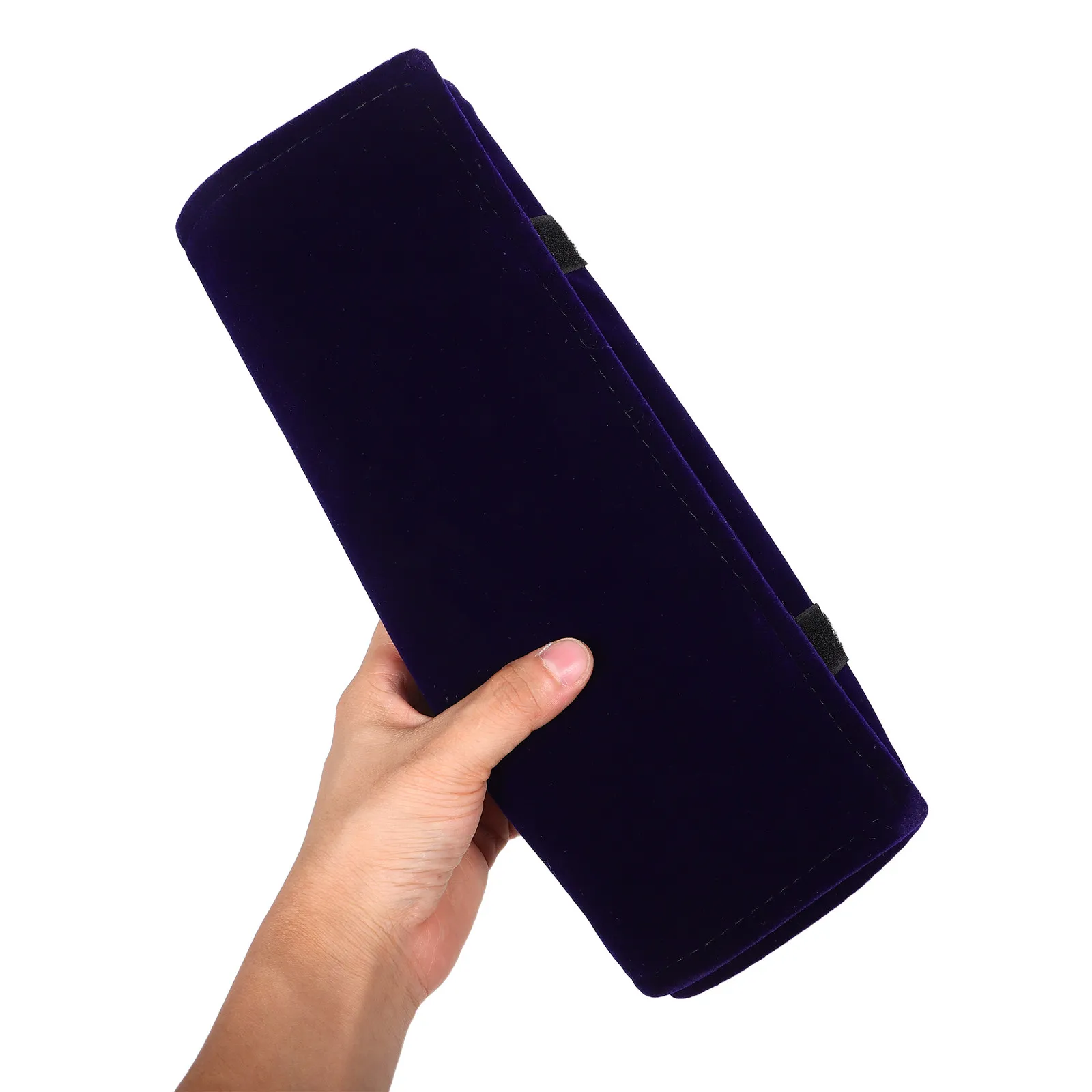 

Travel Jewelry Roll Bag Blue Soft Organizer Pouch for Necklaces Bracelets Earrings Rings Watches Bangles Compact Storage Travel