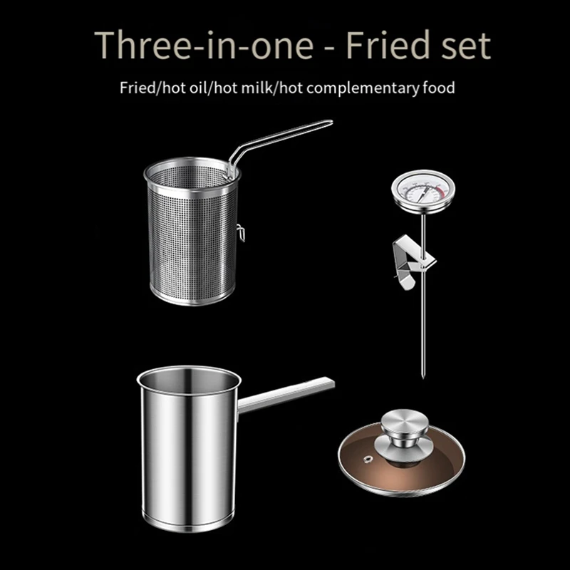 Thickeded Deep Fryer Pot Small Stainless Steel Deep Fryer Pasta Strainer Basket Chicken Fried Food Strainer, Fine Workmanship