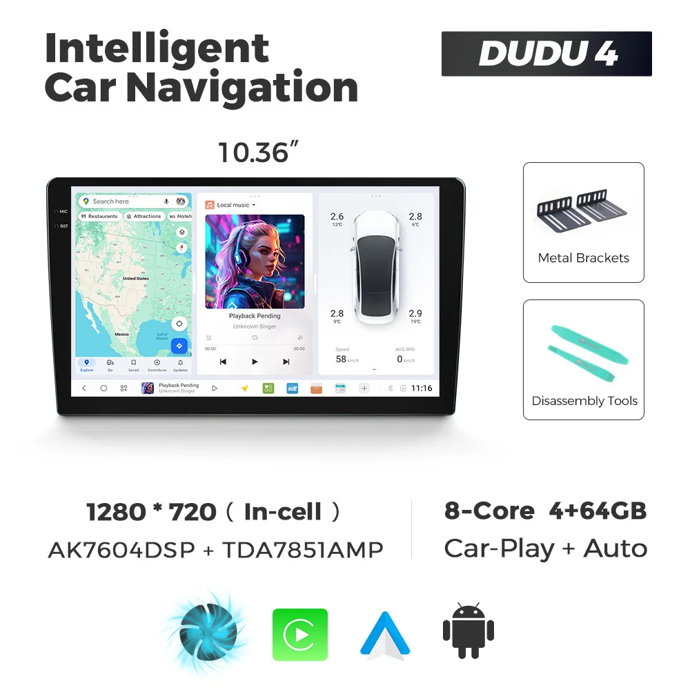 DUDUAUTO DUDU7 A7870 AKM7739 TDA7808 12 GB + 512 GB Android 13 Universele autoradio Draadloze Carplay Navigatie GPS Multimediaspeler