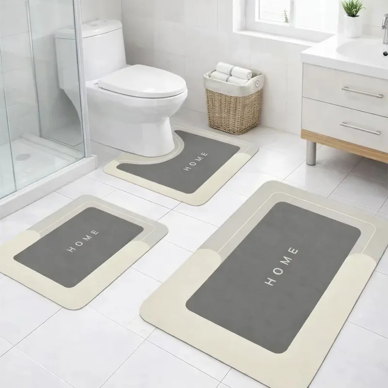 

VIKAMA 3PC Premium Minimalist Bathroom Carpet, Anti Slip, Water Absorbing, Quick Drying, Washable, Bathroom Carpet, Home Decor