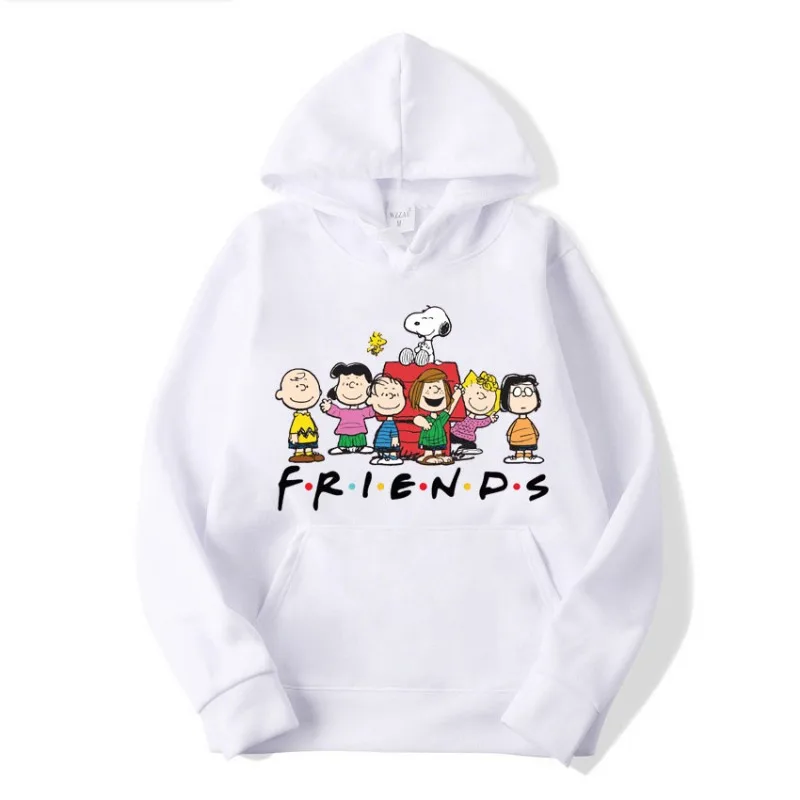 Snoopy Friends Logo Cartoon Anime Fun Printed Men\'s Pullover Autumn and Winter Men Hoodie Casual Couple Sweatshirt Clothes Tops