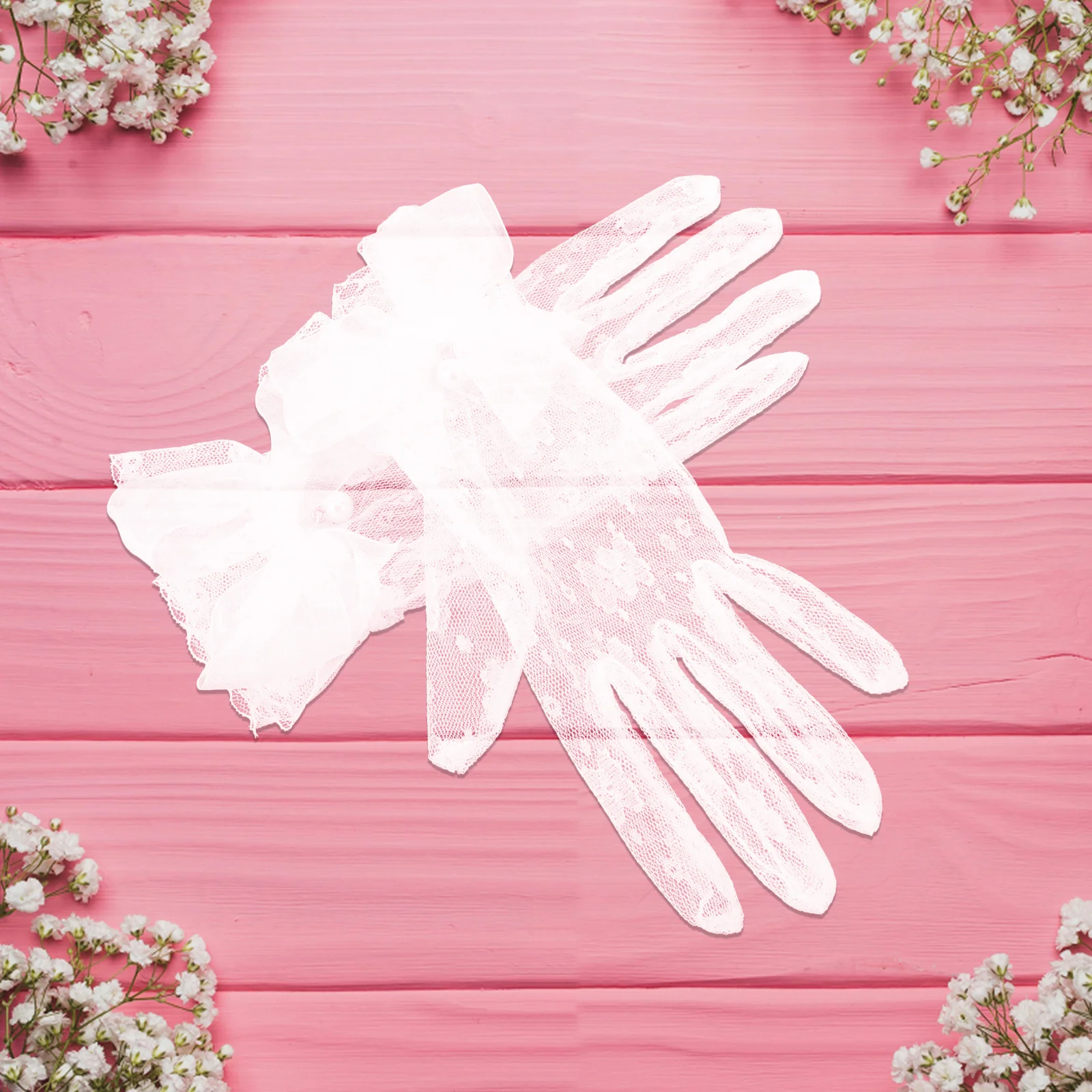 2 pçs branco lolita luvas de renda elegante arco curto dedo luvas para festa de chá formal eventos noturnos acessórios de festa de chá