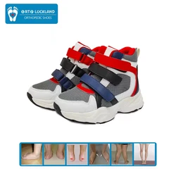 Ortoluckland Children Sneakers Boys Girls Spring Orthopedic Boots Kids Leather Casual Shoes With Orthotic Insole 2To 8Years Age