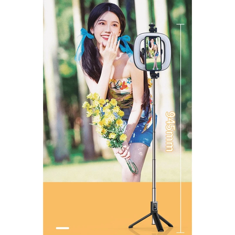 取り外し可能なリモコン付きの拡張可能なライトリング,vlogおよびスマートフォン用の自撮り棒,6インチ