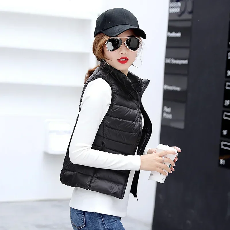 Winter Women's Solid Color Portable Down VestOutdoor Windproof and Versatile Jacket Casual Women's Slim Insulated Jacket