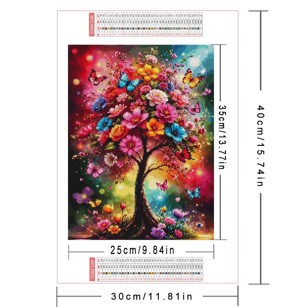 AZQSD Full Kits Diamond Painting Tree Butterfly Landscape Home Decor Diamond Mosaic 5d Flower Square Round Drill Art Gift