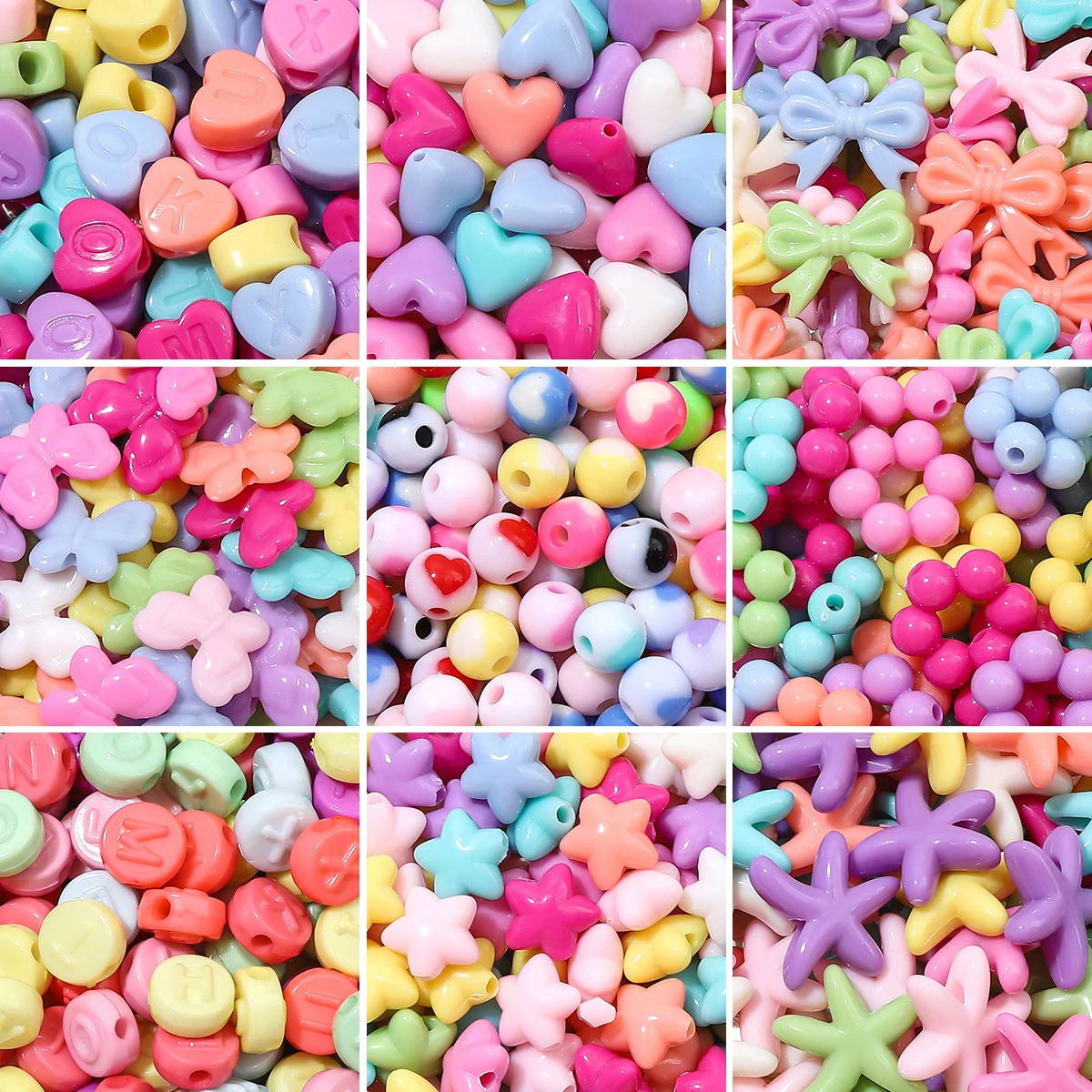 About20-200Pcs Acrylic Solid Color Beads Butterfly Love Letter Beads Handmade DIY Making Bracelets, Necklaces, Earrings, Jewelry