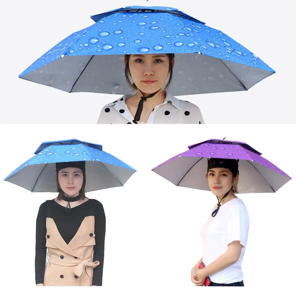 Portable Rain Umbrella Hat Army Green Foldable Outdoor Pesca Sun Shade Waterproof Camping Fishing Headwear Cap Beach Head Hats