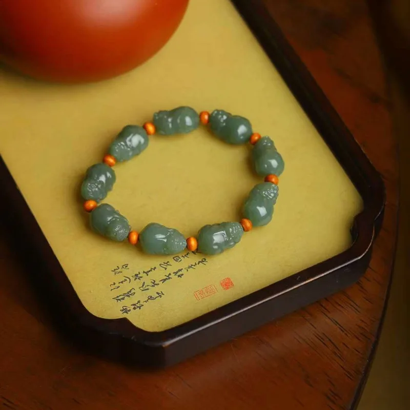 Natural Hetian Jade Jewelry Supply Chain Qiemo Blue Old Material Pixiu Bracelet