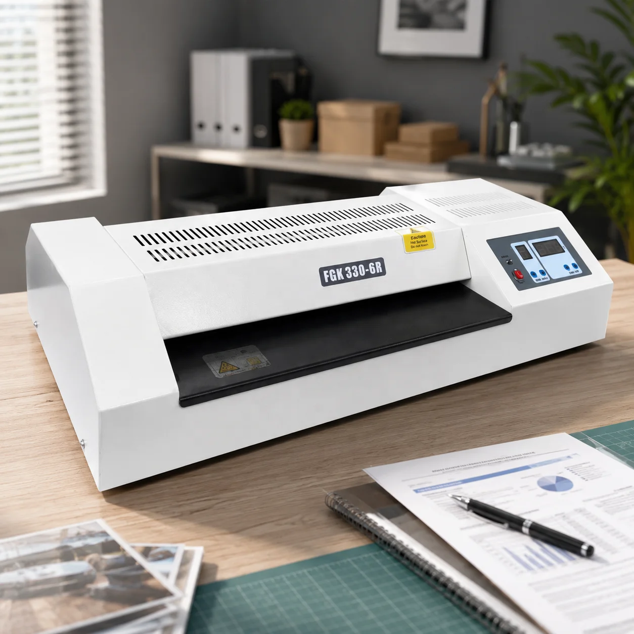 FGK330-6R A3 A4 330mm 6-Roller Thermal & Cold Pouch Laminating Machine For Office, School And Print Shop