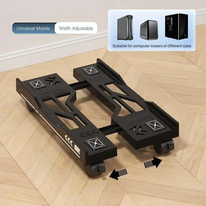 Mobile PC Tower Stand Adjustable Telescopic Computer CPU Holder Rolling Caster Desktop Computer Bracket Cart