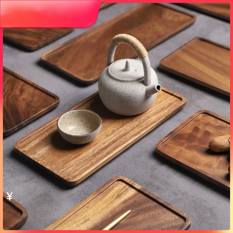 Tea tray simple dry tea table household rectangular Japanese fruit tea cup teapot hotel walnut solid wood plate