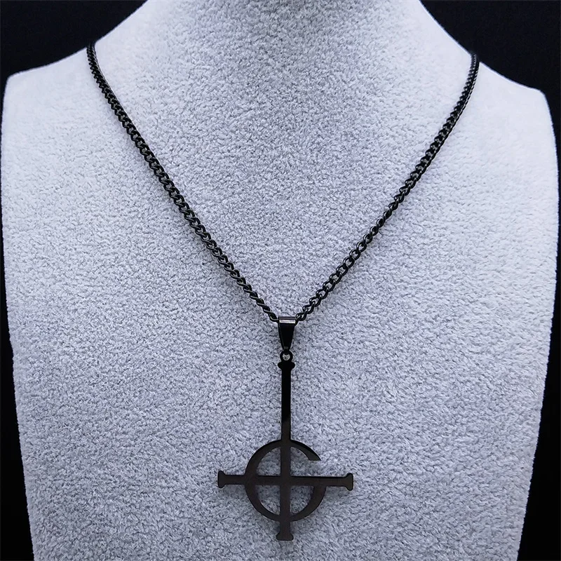 Ghost BC Nameless Pendant Necklace for Women Men Stainless Steel Black Ghoul Band Papa Emeritus Symbol Chain Jewelry N643S06