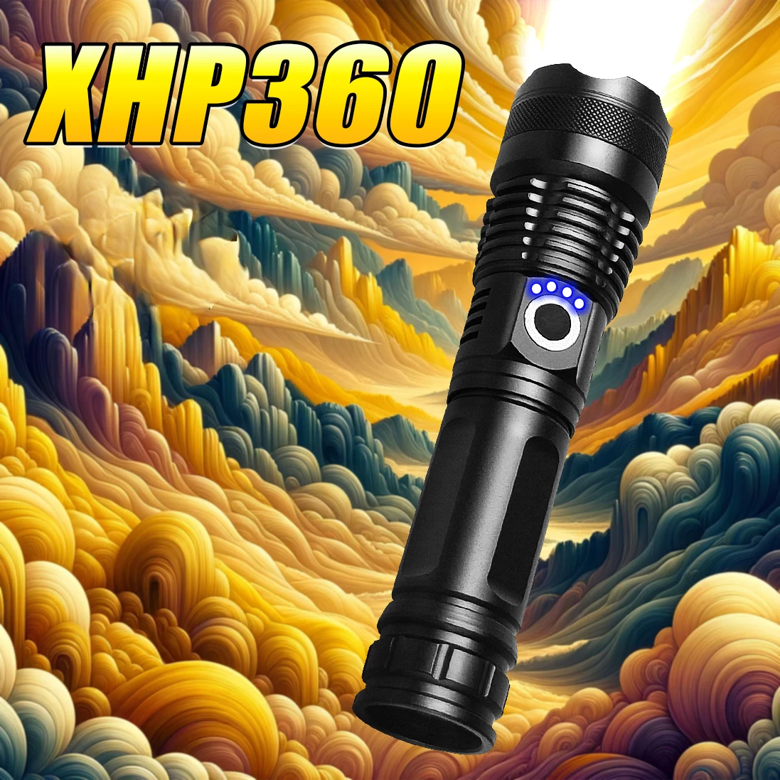 

Most Powerful Long Range LED Flashlight High Power Tactical USB Rechargeable Torch Strong Light Hand Lantern for Camping,Hunting