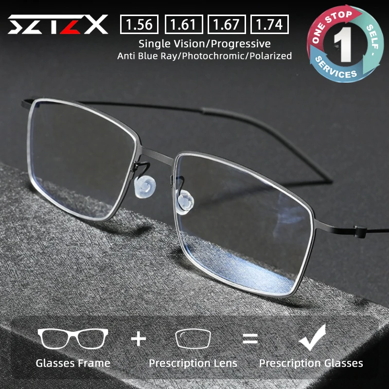 

SZTZX New Fashion Lightweight Screwless Titanium Prescription Glasses Anti-Reflective Myopia Glasses Progressive Reading Eyewear