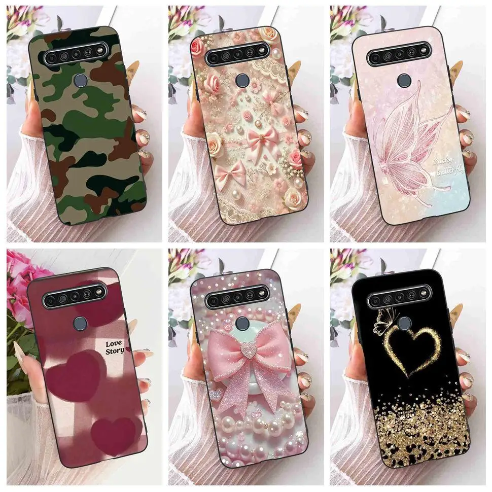 Funda para LG K41S 2020 LMK410EMW, funda sencilla y moderna de silicona TPU con corazones, funda negra para LG K41s 2020, Fundas para teléfono de 6,55 pulgadas