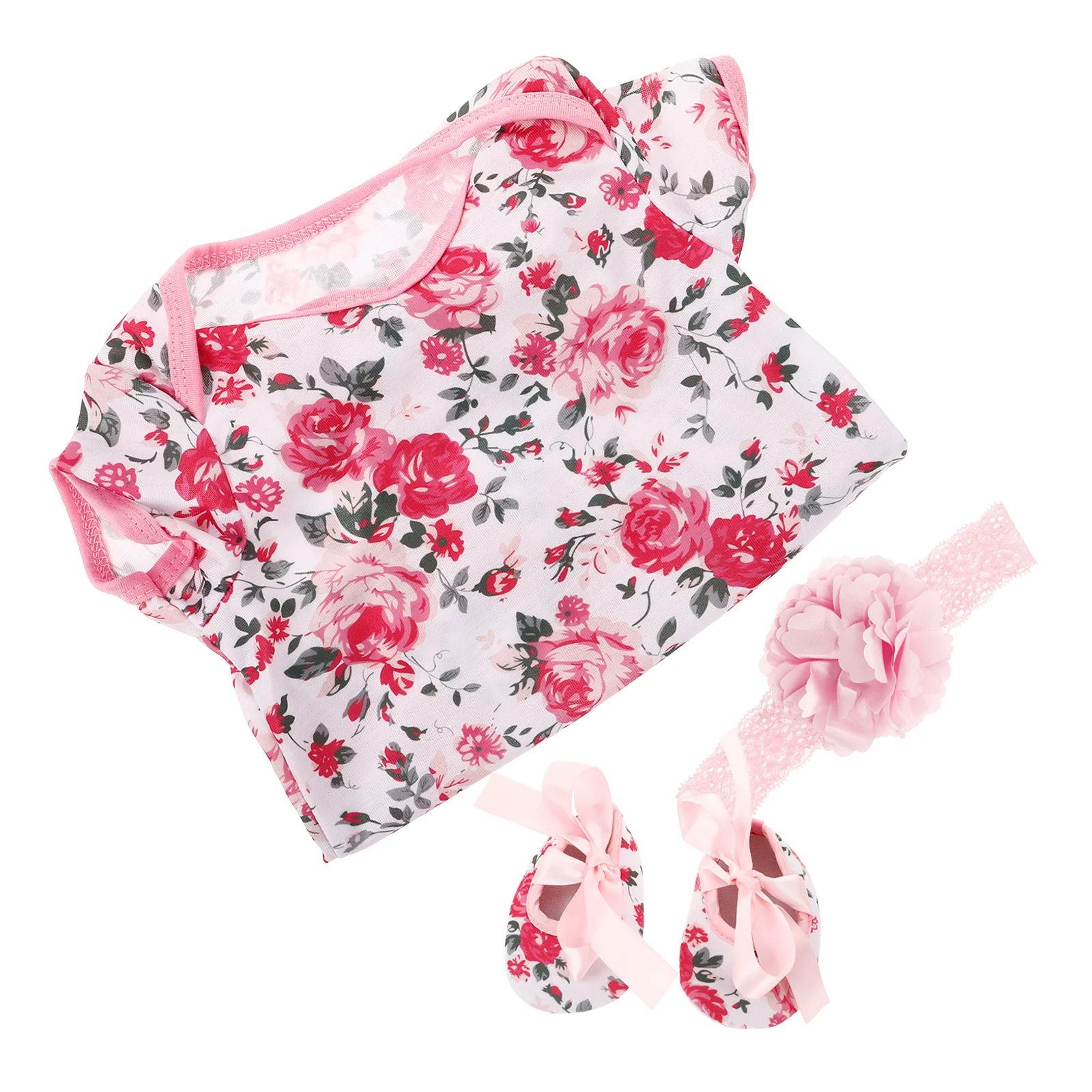 

Clothes Girls Outfits Short Sleeve One-Piece Jumpsuit Reborn Baby Pink Cotton