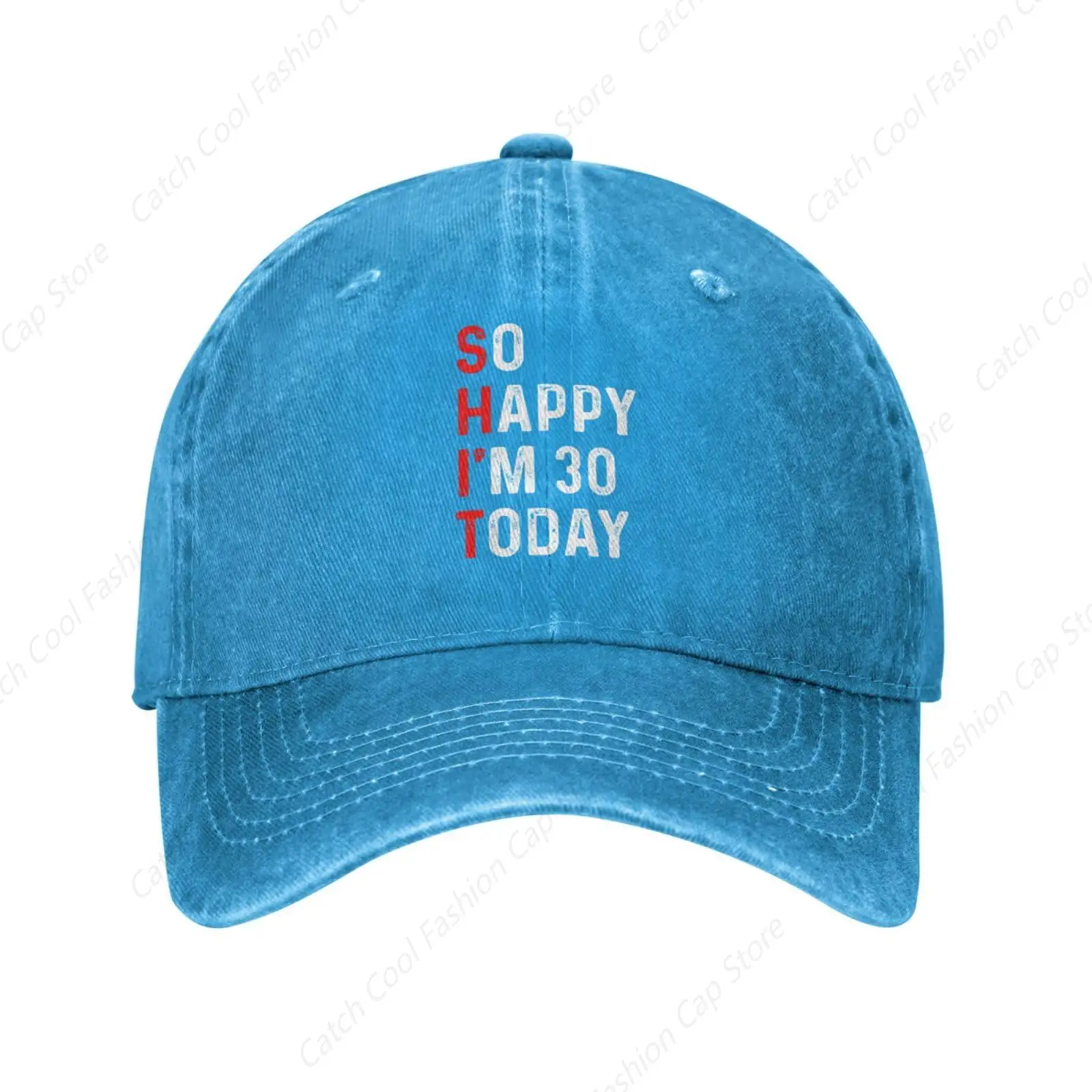 

So Happy I'm 30 Today Baseball Cap for Men Women Vintage Trucker Denim Hat Washed Cotton Fashion Unisex Adjustable Sports