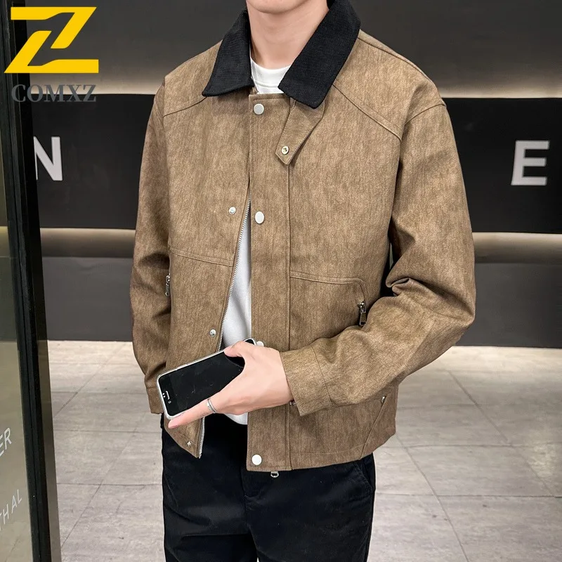 COMXZ New Men Suede Light Big Size Jacket Spring Autumn American-style Luxury Business Waterproof windproof Outdoor Sports Coat