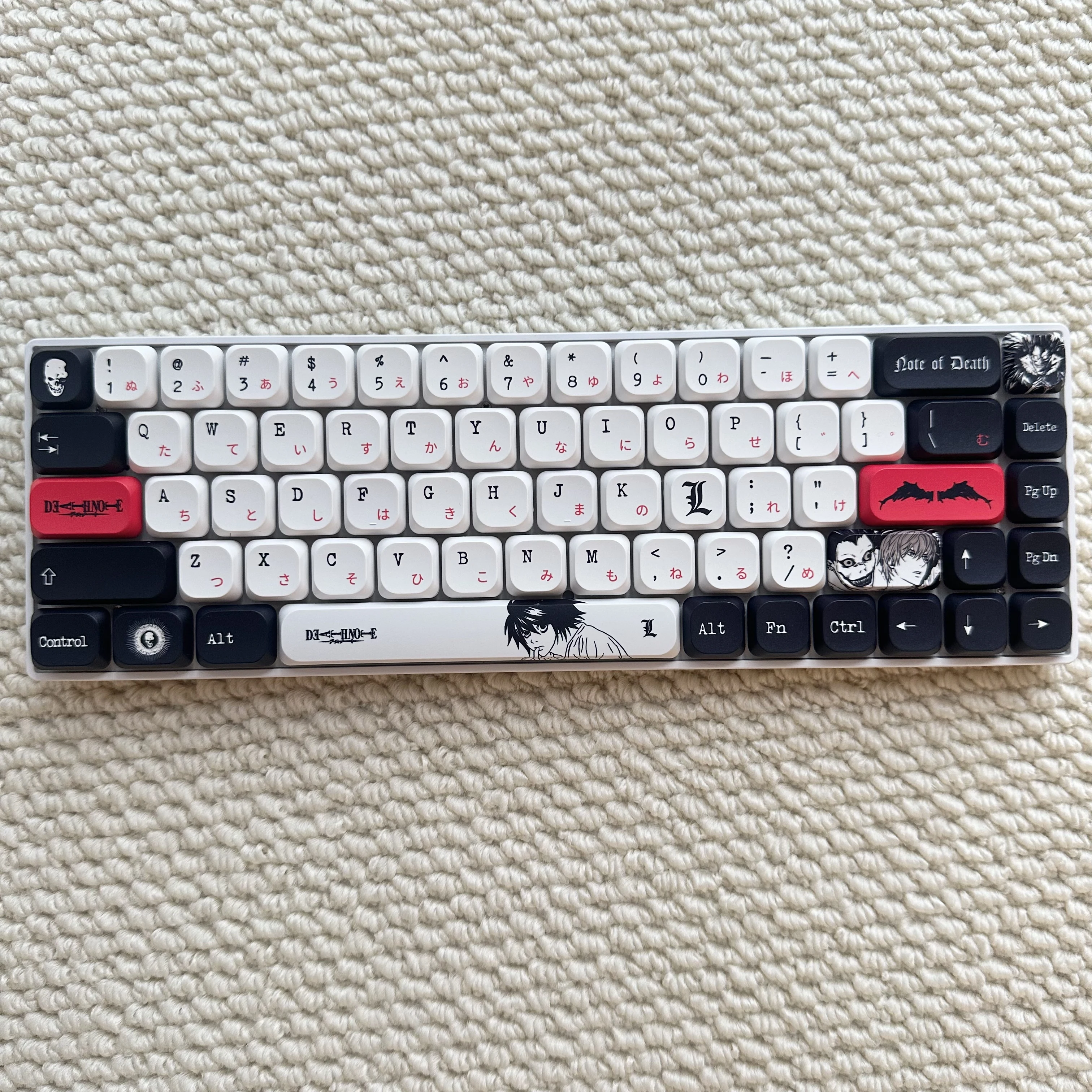 Death Note Low‑Profile Keycaps Engraved PBT Sublimation Shaft Dwarf for Mechanical Keyboard Made Nuphy Melgeek 60 64 68 75 84 87