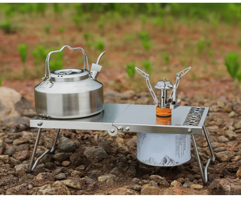 

Folding camping table, multi-functional stainless steel stackable table, outdoor picnic folding stove table